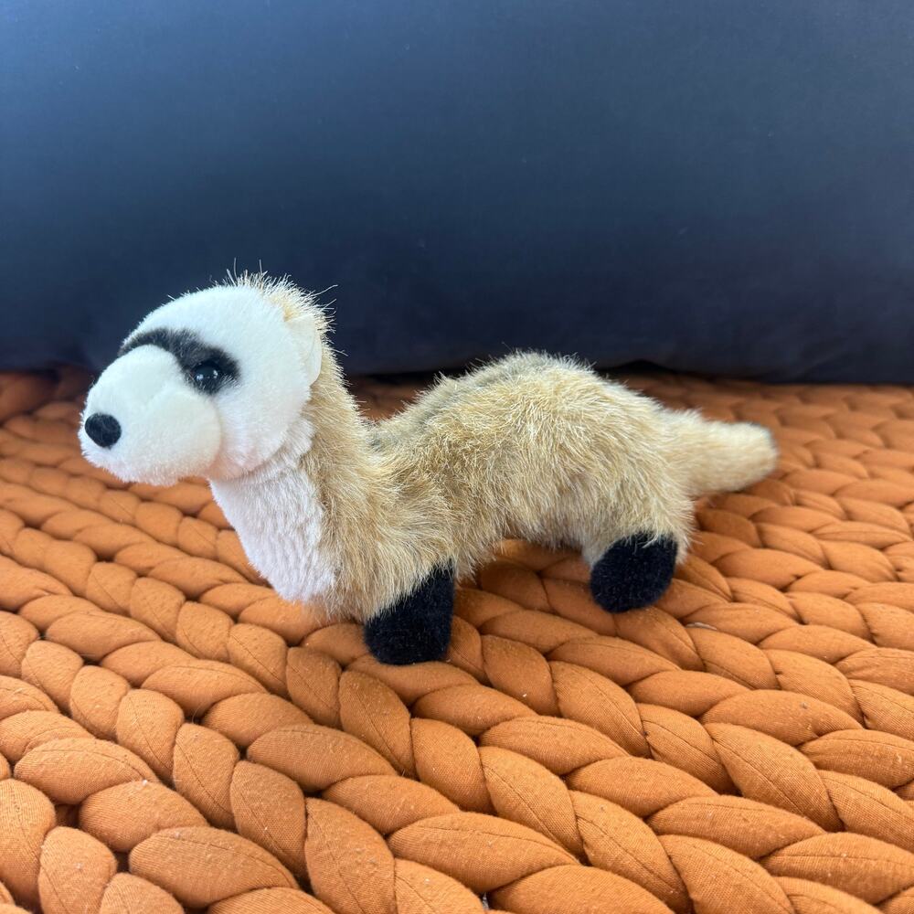 Ferret Weasel Plush Stuffed Animal Toy Cute Realistic Black Feet